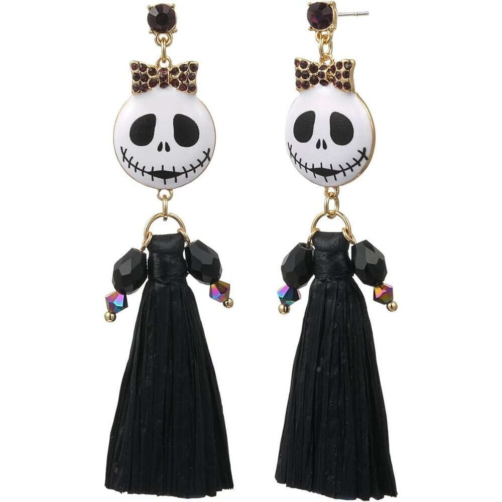 Halloween Dangle Earrings Women Skeleton Skull Pumpkin Witch Hat Rhinestone